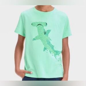 Cat & Jack Kids Shark Shamrock Bright Green T Shirt Size XS 4/5
